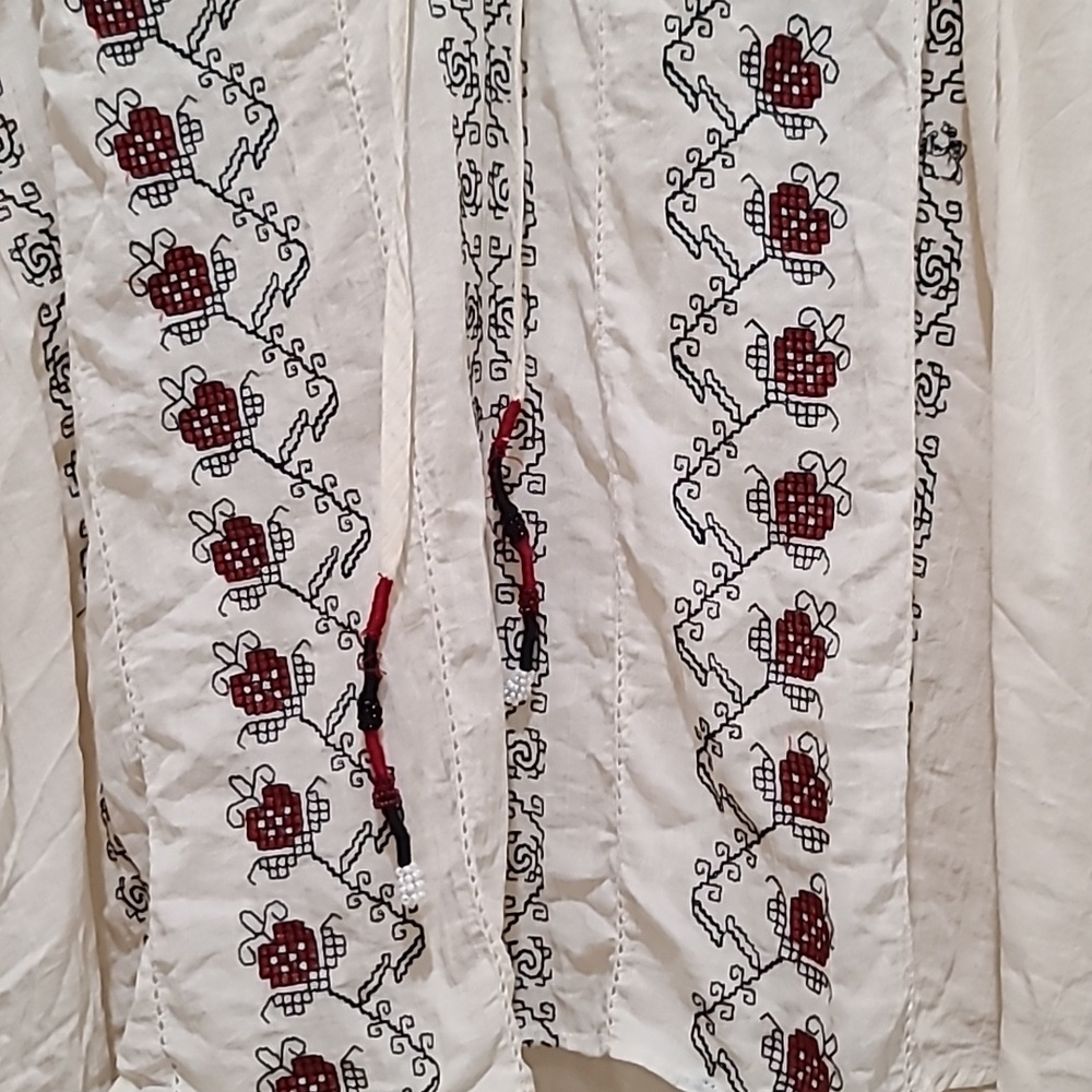 Zara Boho Embroidered Blouse Size L - Picture 2 of 4